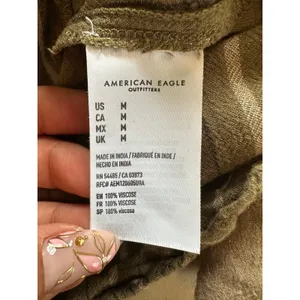 American Eagle Women's Striped Button-Down Safari Chic Short-Sleeve Shirt M thumbnail 6