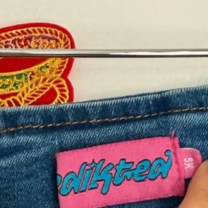 EDIKTED I Love Haters Denim Mini Skirt XS Y2K‎ Streetwear thumbnail 2