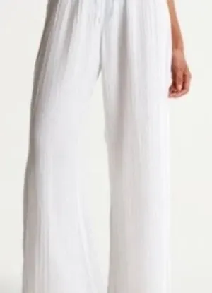 White linen pants with tie waist thumbnail 1