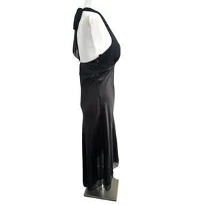Vintage BMoss‎ Dress Black Midi Halter Dress 6 Babydoll Y2K Whimsigoth Goth Hoco thumbnail 9