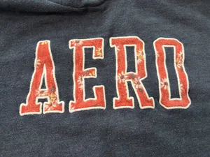 Aeropostale Women’s Small Navy AERO Floral Appliqué Pullover Hoodie thumbnail 2