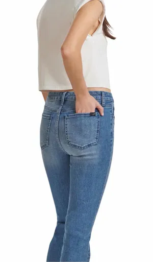 Jen7 By 7 For All Mankind Ankle Straight Jeans Raw Fray Hem Contrast Denim SZ 2 thumbnail 5