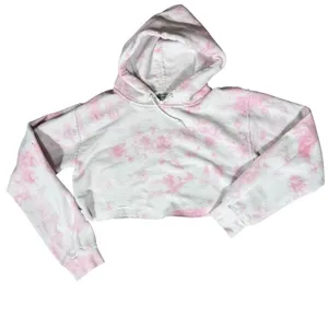 Artist Union Hoodie Womens Small Pink Tie Dye Cropped Raw Hem Long Sleeve thumbnail 5