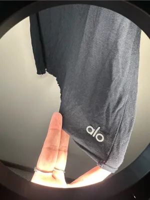 Alo yoga black mesh top raw hem tank top fits like a small workout activewear thumbnail 5