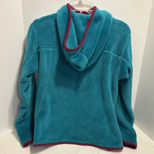 Patagonia Women's Teal Blue Magenta Hooded Snap Retool Fleece Pullover Sz Medium thumbnail 4