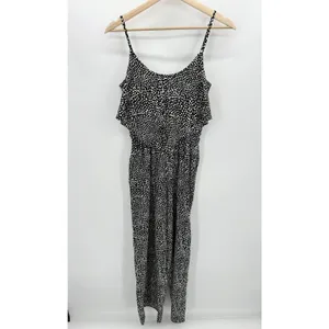 Bar‎ III Jumpsuit Women SMALL Black Cream Polka Dot Sleeveless Pockets Romper thumbnail 11