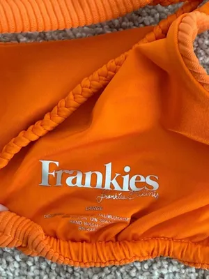 Frankie’s Bikinis Orange Ribbed Cutout Bikini Set thumbnail 3