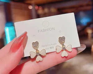Elegant Flower Love Heart Dangle Drop Earrings for Women thumbnail 3