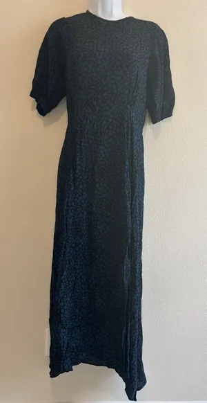 NWT Anthropologie Rue Stiic Blue Heart Print Size Small Open Back‎ Maxi Dress thumbnail 1