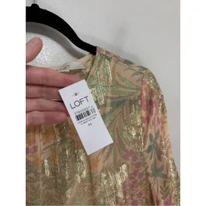 NEW LOFT Shimmer Floral Jacquard Bubble Hem Mini Dress - Size M thumbnail 10
