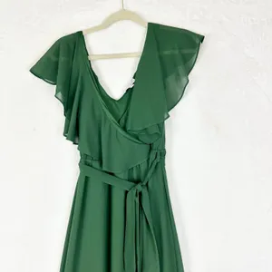 Baltic Born Katya Ruffle Maxi Dress Size Small Evergreen Chiffon thumbnail 7