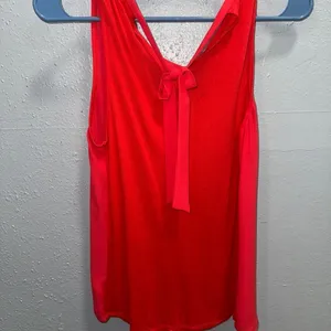 Express Womens Red Ruffle‎ Front Tie Back Sleeveless Blouse Top Small thumbnail 3