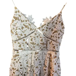 L'ATISTE White Guipure Lace Mini Dress S Bridal Shower Bachelorette Nude Lining thumbnail 4