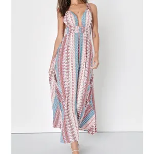 Lulus Maxin' Relaxin' Boho Beach Festival Tie‎ Strap Maxi Dress M Summer thumbnail 7