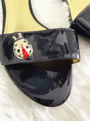 Talbots Ladybug Leather Slide Sandals Black Patent Size 8 Like New thumbnail 6