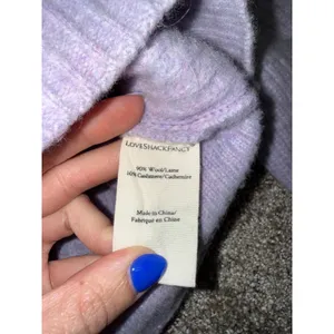 LoveShackFancy Cardigan Women XS Lavender Good Wool Cashmere Cropped Ribbed Puff thumbnail 6