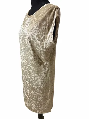 Knot Sisters Crushed Velvety Texture Champagne/Beige Shift lightweight Dress(S) thumbnail 7