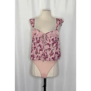 NWT!! FREE PEOPLE Intimately Take‎ It Away Floral Bodysuit Lace Ruffled Small thumbnail 2