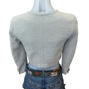 CeCe Butter Yellow Tweed Blazer SIZE 0 Lady Jacket Boucle Career Designer $149 thumbnail 10