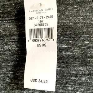 NWT‎ American Eagle AEO Sz XS Super Soft Long Sleeve T-shirt Tee Heathered Gray thumbnail 5