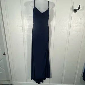LA FEMME Navy Ruched Jersey Trumpet Gown Dress SIZE 6 NWT thumbnail 5