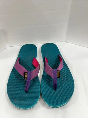 TEVA Deckers Flip-Flop Teal And Purple Size 9 Or 9.5 Lightweight Comfy thumbnail 8