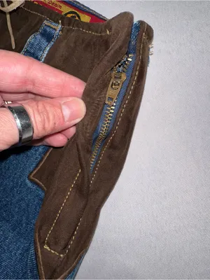 Lawman Western Jeans Sz 7 Lace Up Fly Pleather Inserts Bare Back High Rise Vtg thumbnail 5