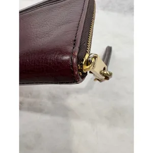 Fossil Logan Zip Around Clutch Wallet Burgundy Leather Teal Interior Wristlet thumbnail 6