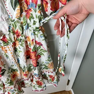 Farm Rio Off-White Bloom Garden Euroflax Premium Linen Mini Dress L thumbnail 4