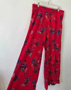 Torrid Wide Leg Pull On Lounge Pants Hot Pink Paisley Floral Pajama 00 Tall thumbnail 1