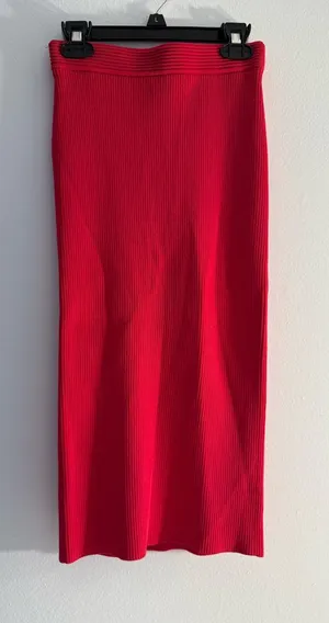 Michael Kors Hot Pink Ribbed Midi Skirt thumbnail 1