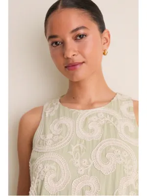 Tuckernuck Celadon Scroll Embroidered Bows Portia Dress Date Night Resort Beach thumbnail 6