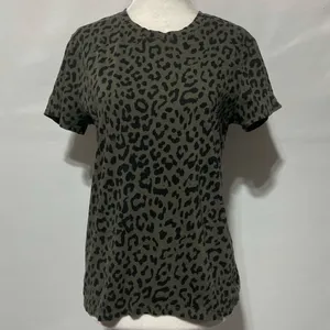 Lucky Brand Animal Print Short Sleeve Crewneck T-Shirt Olive Green Size Medium thumbnail 3