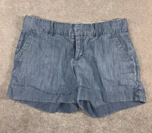 club monaco chambray shorts womens‎ size 4 blue lyocel soft thumbnail 1