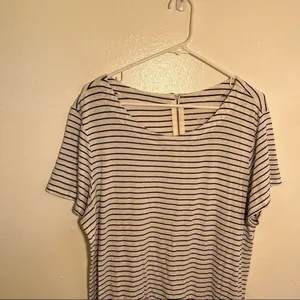 Merona Women's Size XXL T-Shirt Dress‎ Short Sleeve White Black Stripes Crewneck thumbnail 3