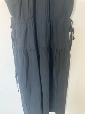 Madewell $148 Poplin Halter Tiered Midi Dress Black Size 6 NL129 thumbnail 3