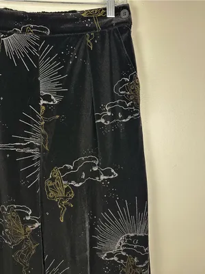 Disturbia‎ Adelina Foil Print Velour Wide Leg Trousers Women’s Sz 6 thumbnail 4