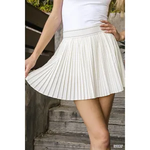 Zenana Woven High Waist Knife-Pleat Mini Skirt Lined Inner Pants - Small thumbnail 5
