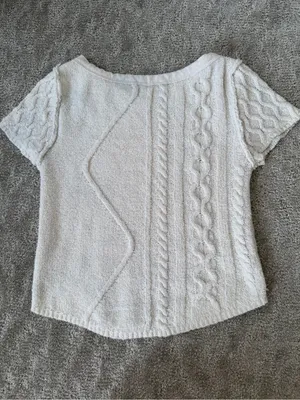 Free People Baby Cable Tee in Ivory Off White Size Small Cotton Blend Boho thumbnail 10
