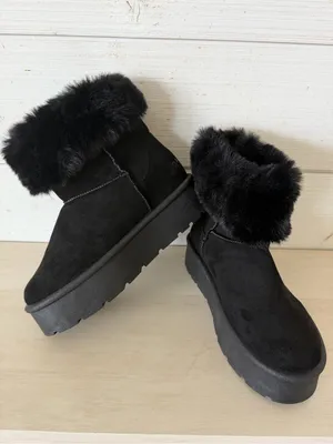 Danskin Donut Faux Fur Platform Ankle Boots Womens Size 7 Black Memory Foam NEW thumbnail 2