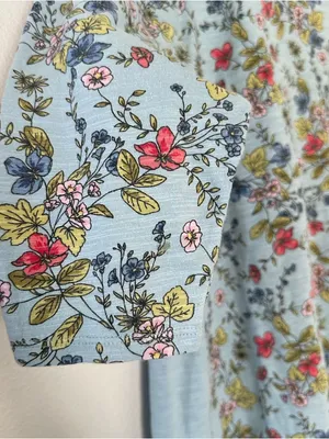 J Jill 100% Cotton Blue Floral 3/4 Sleeve Tunic Round Neck Lagenlook Classic thumbnail 4
