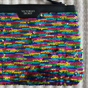 victoria’s secret | rainbow sequin makeup bag clutch NEW thumbnail 2