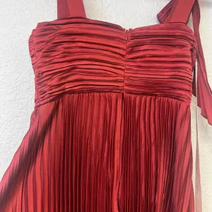Lulus Gorgeous Purpose Satin Pleated Sleeveless Bow Maxi Dress Red Size XS NWT thumbnail 5