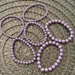 NWT Angelas Designs 6 handmade lavender faux pearl bracelets great for stacking thumbnail 2