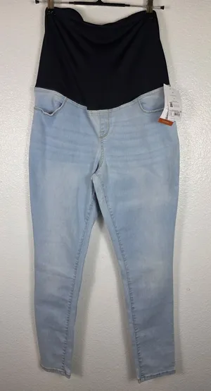 Isabel Maternity Skinny Jeans Light‎ Blue Crossover Panel Size 10 NWT thumbnail 1
