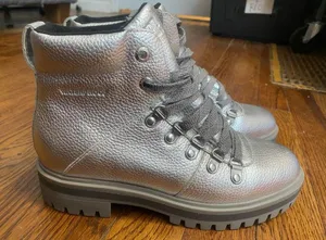 Cougar Nash Silver Combat Boots Metallic Waterproof Leather Hiking Lug Sole 6 thumbnail 1