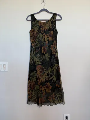 Vintage 90s Romantic Dark Green Dress thumbnail 3