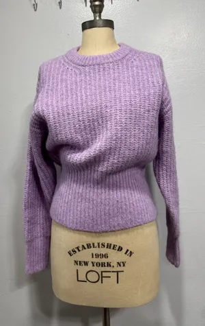 Zara Womens M Fuzzy Sweater Top Pastel Purple Long Sleeve Polyester Wool Alpaca thumbnail 1
