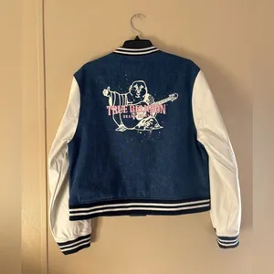 NWT True Religion Denim Buddha Varsity Jacket sz XL thumbnail 2