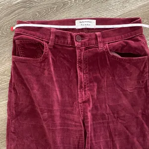 Reformation Rebecca pants fitted slim skinny leg velvet velour red burgundy 28 thumbnail 8